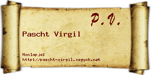 Pascht Virgil névjegykártya